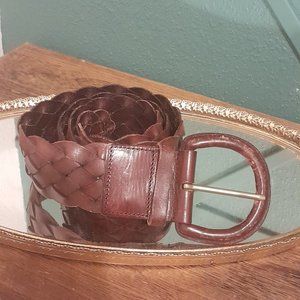 Brown woven leather belt